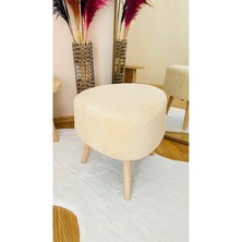 Bounteous Bohem Tarz Teddy Kumaş Üçgen Puf, Makyaj Taburesi, Bench, Ekru