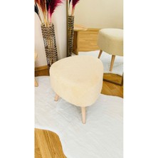 Bounteous Bohem Tarz Teddy Kumaş Üçgen Puf, Makyaj Taburesi, Bench, Ekru