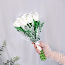 Islak Lale-Lavanta Gelin Buketi-Gelin Çiçeği Damat Çiçeği 2 Li Set
