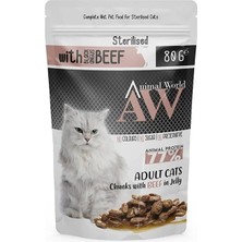 Animal World Sterilised Biftekli Kısırlaştırılmış Kedi Konservesi 80 gr