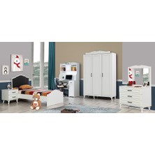 Setay Melis Genç Odası Takımı - 3 Kapaklı Dolap, Karyola, Komodin, Masa, Şifonyer