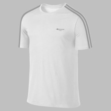 Poseidon Storm Yeni Seri Erkek Beyaz Dri-Fit Kumaş Düz Kısa Kol Koşu Için Konforlu T-Shirt S-3xl