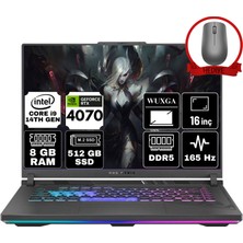 Asus Rog Strıx G16 Intel Core I9-14900HX 8gb 512GB SSD RTX4070/8GB 16" Wuxga 165Hz W11P Taşınabilir Bilgisayar G614JIR-N3087-A65 & Anzar Mouse