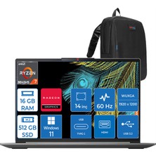 Lenovo Ideapad Slim 5 Amd Ryzen 7 8845HS 16GB Ddr5 Ram 512GB SSD 14" Wuxga Windows 11 Pro Taşınabilir Bilgisayar LS83DB003UTR01 + Zettaçanta