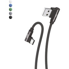 Linktech K594 Safe Type-C - USB 90 Derece Data/şarj Kablosu 3A 1.5mt