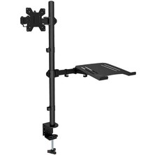 Techtic Ergonomik Çift Kol Monitör Laptop Tutucu 360° Dönen 10-32 Mönitör Tutucu 12-17 Laptop Standı