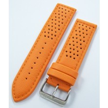 Ezgi Elektronik Bizon Sarı Turuncu Deri Saat Kordonu 24MM 22MM 18MM Delikli Spor Saat Kayışı Dikişli Su Geçirmez