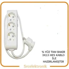 Viko Multi-Let 3'lü Topraklı Çocuk Korumalı Uzatma Seyyar ( 3x2.5 Hes Kablo Tam Bakır) Uzatma Seyyar Kablo