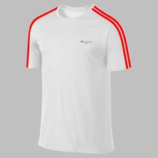 Poseidon Storm Yeni Seri Büyük Beden Erkek Beyaz Dri-Fit Kumaş Koşu Için Konforlu Kısa Kol T-Shirt (4xl- 10XL)