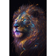 Arte Vista Neon Lion Kanvas Tablo