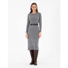 Pierre Cardin Kadın Antrasit Regular Fit Triko Elbise 50296580-VR006