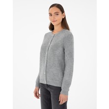 Pierre Cardin Kadın Gri Melanj Slim Fit Triko Hırka 50290546-VR086