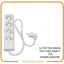 Viko Multi-Let 4'lü Topraklı Çocuk Korumalı Uzatma Seyyar ( 3x2.5 Hes Kablo Tam Bakır) Uzatma Seyyar Kablo H05VV-F