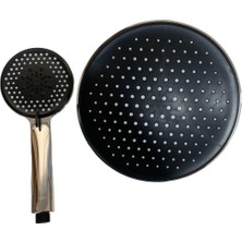 Ahlez Siyah Yuvarlak Tepe Yağmurlama Robot Lüx Duş Seti Tepe ve 5 Fonksiyonlu El Duşu