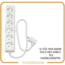 Viko Multi-Let 6'li Topraklı Çocuk Korumalı Uzatma Seyyar ( 3x2.5 Hes KabloTam Bakır) Uzatma Seyyar Kablo HO5VV