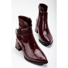 Suins Shoes Suins Elinda Model Özel Tasarım Galvanizli Topuk Kroko Desenli Kadın Bot