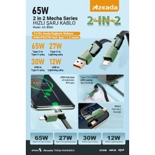Azeada 65W Çoklu USB Type-C ve Lightning Örgülü Şarj ve Data Kablosu - 1.5 Metre 65 W