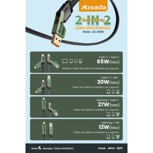 Azeada 65W Çoklu USB Type-C ve Lightning Örgülü Şarj ve Data Kablosu - 1.5 Metre 65 W