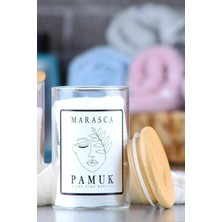 Marasca 2'li Bambu Kapaklı Kulak Pamuğu ve Pamuk Kavanozu Cam Kavanoz Pamukluk 310 ml Banyo Düzenleyici