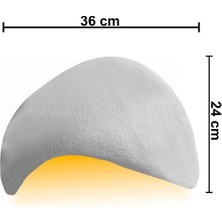 Fiberglass Duvar Apliği E14 Duylu - 36X24 Cm, Traverten Görünümlü Kırık Beyaz