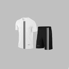 Yeni Seri Büyük Beden Erkek Beyaz Dri-Fit Kumaş Baskısız Yuvarlak Yaka Kısa Kol Tişört Şort Alt Üst Takımı  4XL-10XL