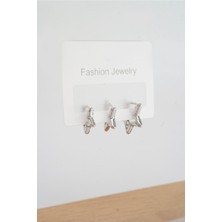 Kadın Vip Seri Zirkon Taşlı Yıldız Helix  Model 3 Boy Küpe 1.3cm 1.6 cm ve 2 cm  ZRK00585