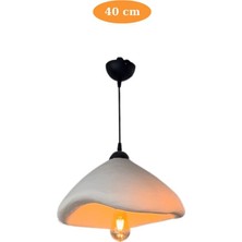 Ince Bone Avize Sarkıt Aydınlatma - 40 Cm, Beton Grisi Fiberglass, Beton Görünümlü Sıva, E27 Duy