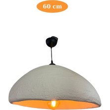 Ince Bone Avize Sarkıt Aydınlatma - 60 Cm, Beton Grisi Fiberglass, Beton Görünümlü Sıva, E27 Duy