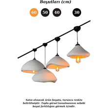Ince Bone Avize Sarkıt Aydınlatma - 60 Cm, Beton Grisi Fiberglass, Beton Görünümlü Sıva, E27 Duy