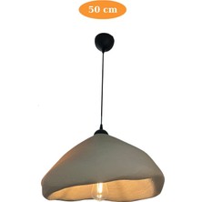 Ince Bone Avize Sarkıt Aydınlatma - 50 Cm, Beton Grisi Fiberglass, Beton Görünümlü Sıva, E27 Duy