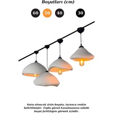 Ince Bone Avize Sarkıt Aydınlatma - 50 Cm, Beton Grisi Fiberglass, Beton Görünümlü Sıva, E27 Duy