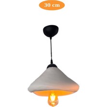 Ince Bone Avize Sarkıt Aydınlatma - 30 Cm, Beton Grisi Fiberglass, Beton Görünümlü Sıva, E27 Duy
