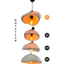 Ince Bone Avize Sarkıt Aydınlatma - 30 Cm, Beton Grisi Fiberglass, Beton Görünümlü Sıva, E27 Duy