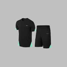 Poseidon Storm Yeni Seri Büyük Beden Erkek Siyah Dri-Fit Kumaş Baskısız Günlük Rahat Tişört Şort Spor Takım Seti 4XL-10XL