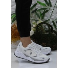 U.S. Polo Assn. Habıta Beyaz Gri Rahat Sneaker Kadın Ayakkabı