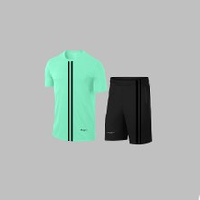 Yeni Seri Büyük Beden Erkek Su Yeşili Dri-Fit Kumaş Düz Kısa Kol Konforlu Tişört Şort Alt Üst Ikili Takım Seti   4XL-10XL