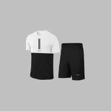 Poseidon Storm Erkek Beyaz Dri-Fit Kumaş Rahat Konforlu Kesim Yuvarlak Yaka Kısa Kol Tişört Şort Spor Seti S-3xl