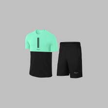 Yeni Seri Büyük Beden Erkek Su Yeşili Dri-Fit Kumaş Cepli Düz Kısa Kol Konforlu Tişört Şort Alt Üst Ikili Takım Seti  4XL-10XL