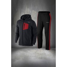 Poseidon Storm Erkek Siyah Supra Penye Kumaş Önü Cep Detaylı  Eşofman Takımı (S-3xl)