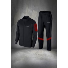 Poseidon Storm Büyük Beden Erkek Siyah Supra Penye Kumaş Cep Detaylı Rahat  Eşofman Seti  (4xl- 10XL)