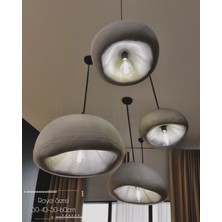 Bone Avize Sarkıt Aydınlatma - 50 Cm, Beton Grisi Fiberglass, Beton Görünümlü Sıva, E27 Duy