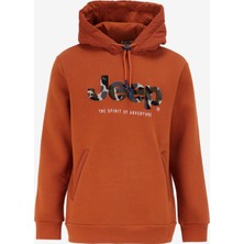 Jeep Kapüşon Yaka Nakışlı Kiremit Erkek Sweatshırt C4WM-SWT4236