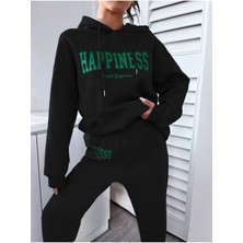 Altamira Kadın Happiness Baskılı Oversize Kapüşonlu Takım