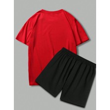 Altamira Erkek Kırmızı New York 19 Baskılı Şort T-Shirt Takım