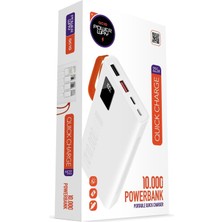 Powerway  10.000 Mah Pd 22.5W Dahili Kablolu Hızlı Şarj LED Fener Gerçek 10.000 Mah QC10 Beyaz Powerbank