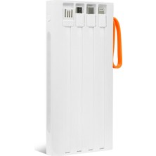 Powerway  10.000 Mah Pd 22.5W Dahili Kablolu Hızlı Şarj LED Fener Gerçek 10.000 Mah QC10 Beyaz Powerbank