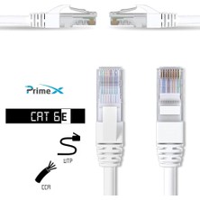 PrimeX Plus Primex PX-CAT615G 23AWG Gri 15 Metre CAT6E Ethernet Kablosu, Gigabit Cat6 Internet Kablosu (Gigabit)