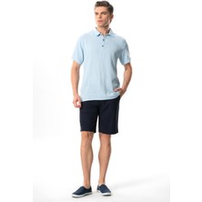 Violet Kısa Kol Foça Düğmeli Erkek Yazlık Tshirt Buz Mavi Bmv