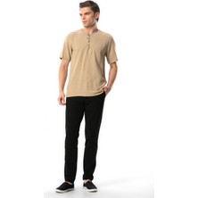 Halikarnas Kısa Kol Violet Düğme Detaylı Erkek Yazlık Tshirt Vizon Vzn