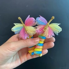 Efna Store 2 Li Tül Kelebek Renkli Burgu Yaylı Spiral Makarna Toka(2 Adet)